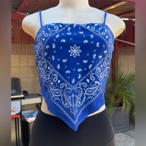 Y2K Blue Bandana Print Women's Top